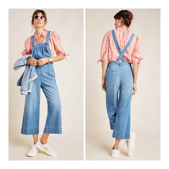 Pilcro Pants - Anthropologie Pilcro Size 26W (3X) Wide-Leg 100% Cotton Denim Jumpsuit Overalls